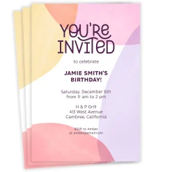 Artsy Color Collage Flat Birthday Invitation