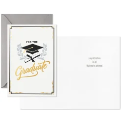 Assorted Black, White and Gold Graduation Cards, Pack of 12