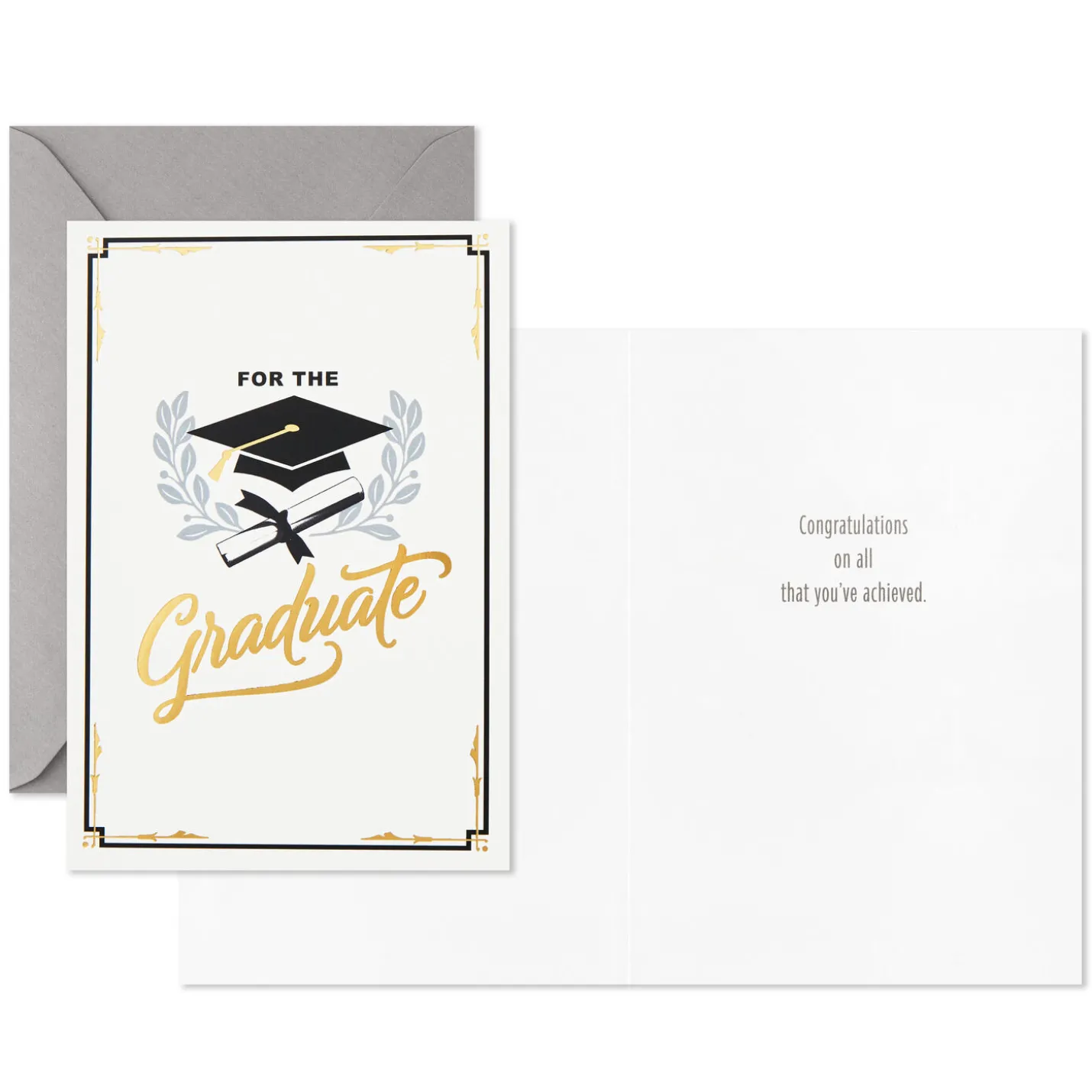 Assorted Black, White and Gold Graduation Cards, Pack of 12