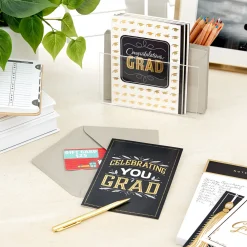 Assorted Black, White and Gold Graduation Cards, Pack of 12