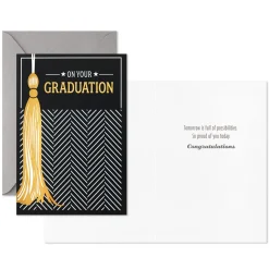 Assorted Black, White and Gold Graduation Cards, Pack of 12