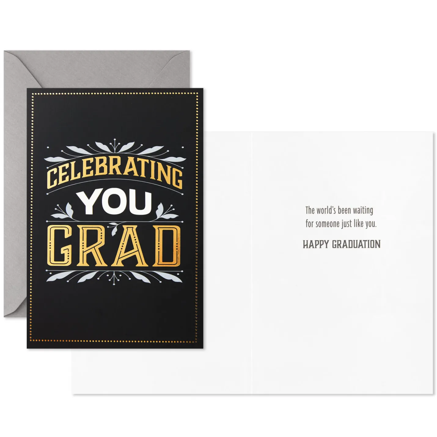 Assorted Black, White and Gold Graduation Cards, Pack of 12