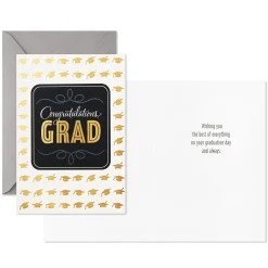 Assorted Black, White and Gold Graduation Cards, Pack of 12