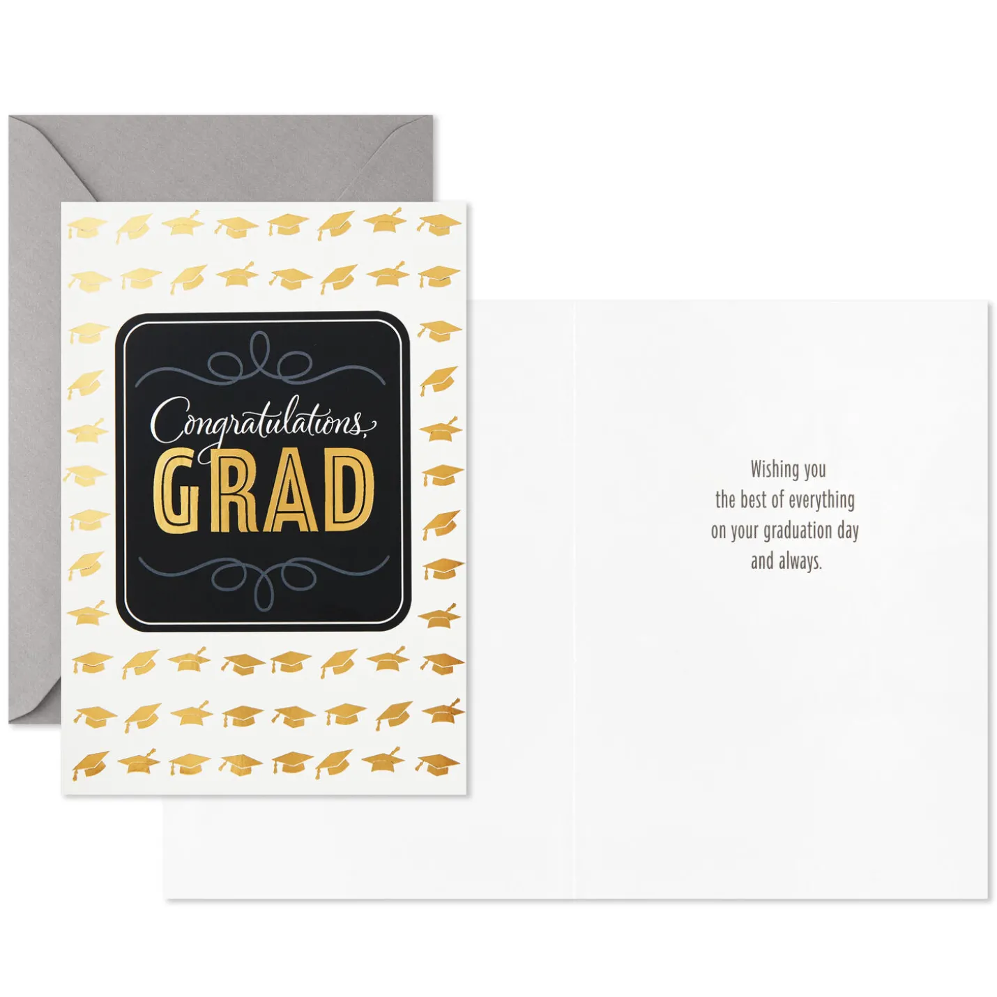 Assorted Black, White and Gold Graduation Cards, Pack of 12
