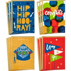 Assorted Bold and Bright Graduation Cards, Box of 12