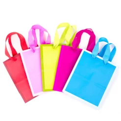 6.5" Assorted Bright Colors 5-Pack Gift Bags