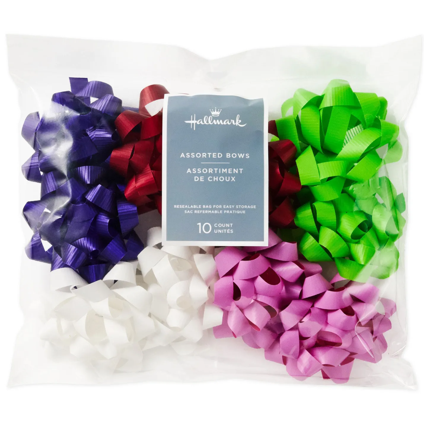3.5" Assorted Bright Colors 10-Pack Gift Bows
