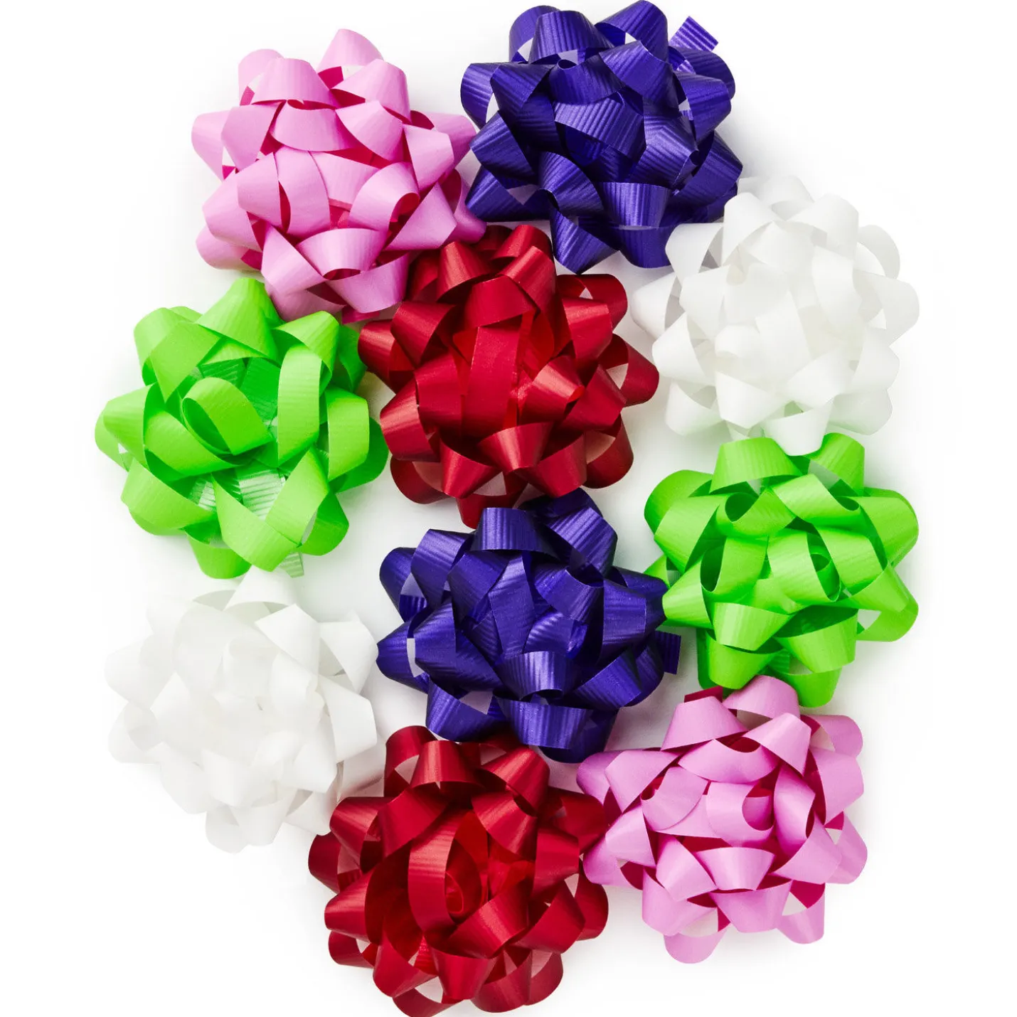 3.5" Assorted Bright Colors 10-Pack Gift Bows