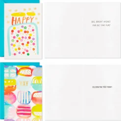 Assorted Bright Watercolor Boxed Birthday Note Cards, Pack of 36