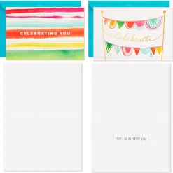 Assorted Bright Watercolor Boxed Birthday Note Cards, Pack of 36