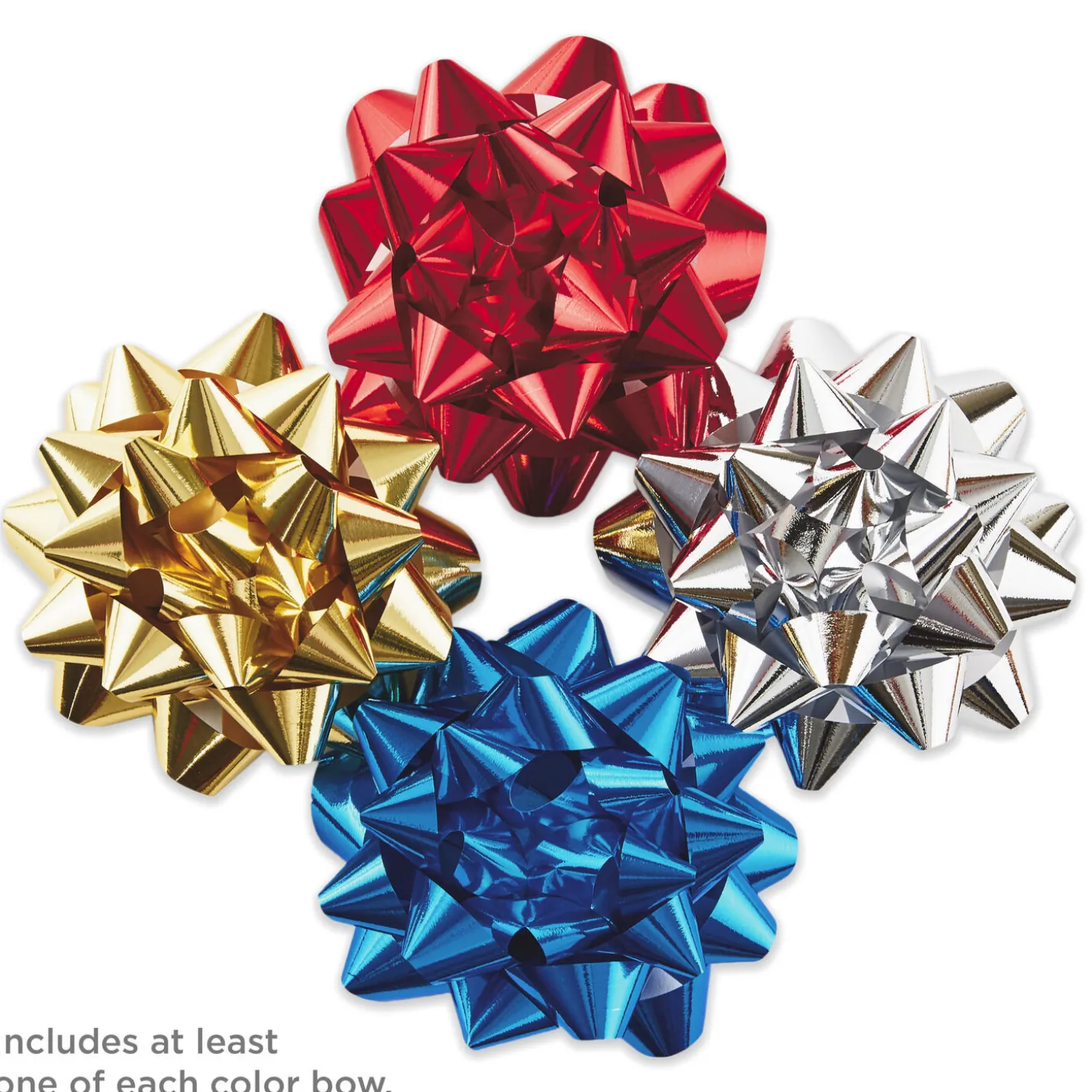 Assorted 12-Pack Red, Blue, Gold and Silver Gift Bows