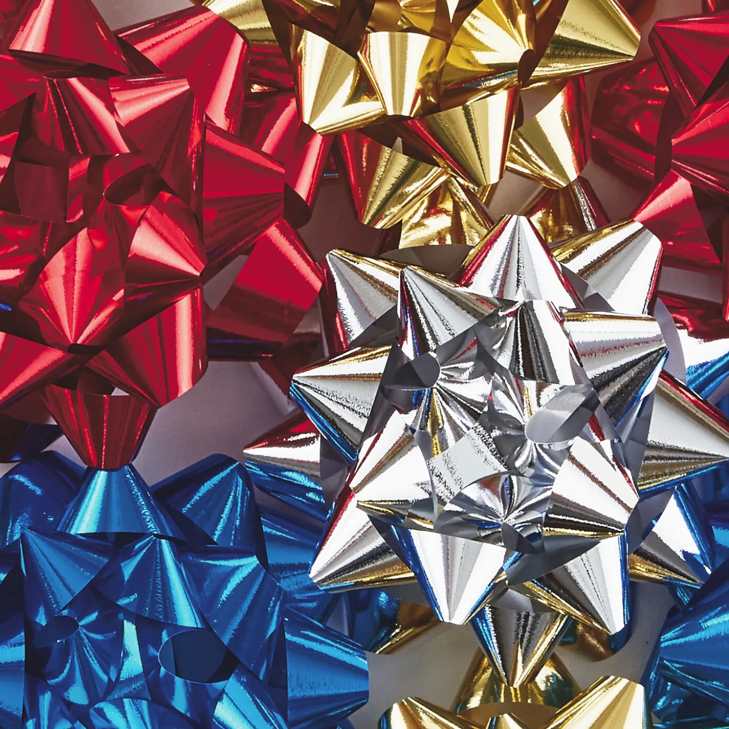 Assorted 12-Pack Red, Blue, Gold and Silver Gift Bows