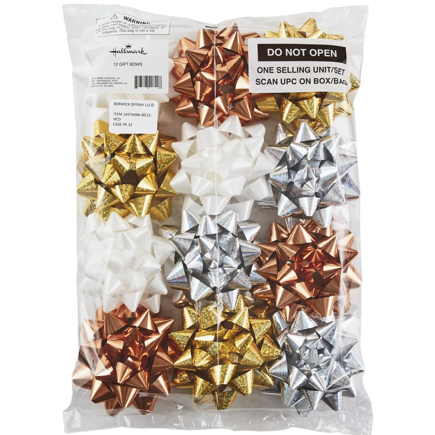 Assorted 12-Pack White, Gold, Silver and Bronze Gift Bows
