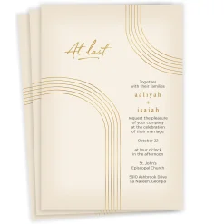 At Last Gold Arch Flat Wedding Invitation
