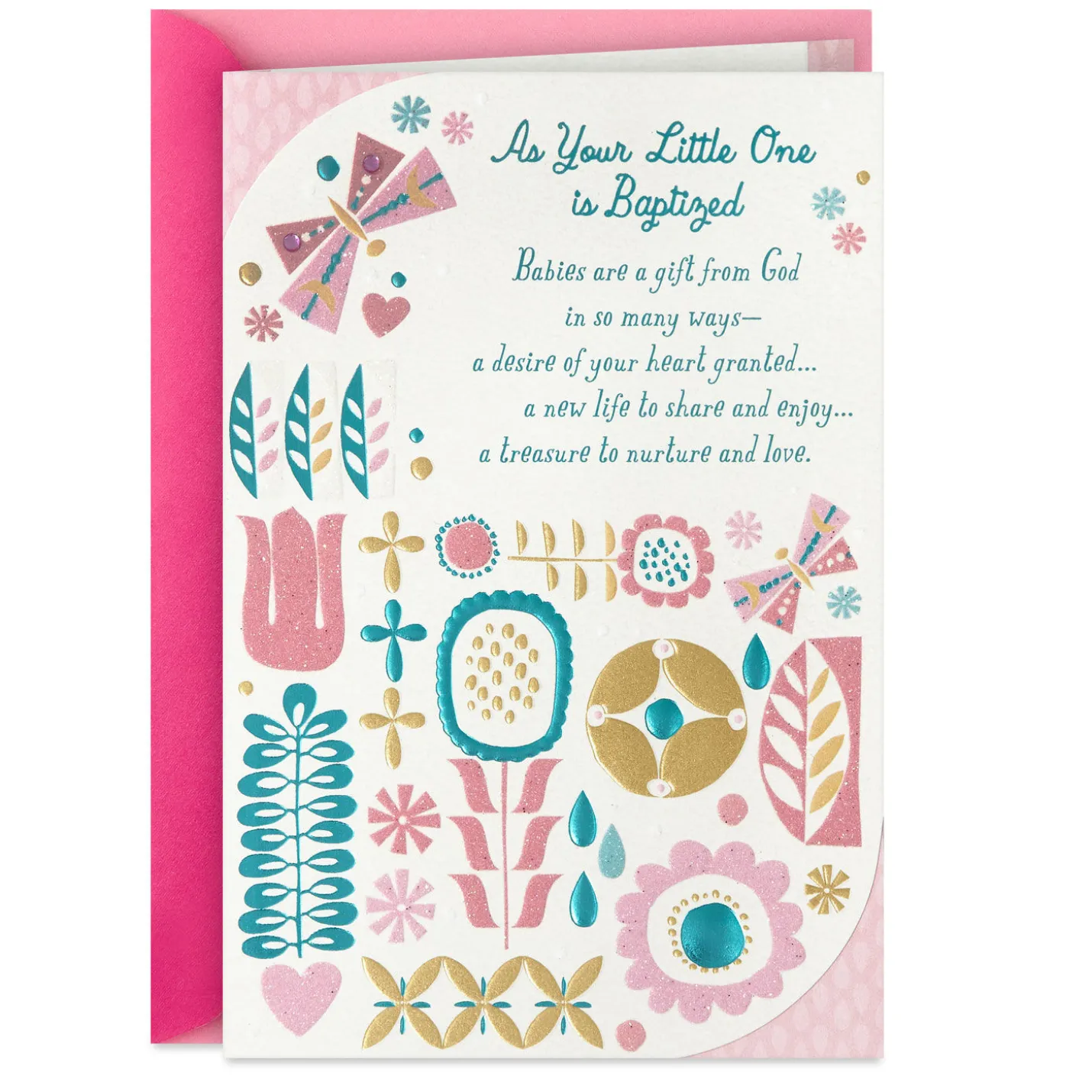 A Treasure to Nurture and Love Baptism Card for Girl