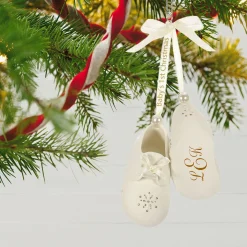 Baby’s First Christmas Monogram Booties Porcelain Personalized Ornament, Custom Text