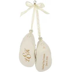 Baby’s First Christmas Monogram Booties Porcelain Personalized Ornament, Custom Text