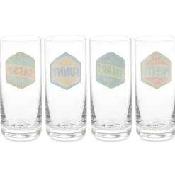 Badges of Honor Funny Drinking Glasses, Set of 4