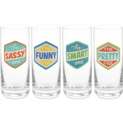 Badges of Honor Funny Drinking Glasses, Set of 4