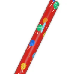Balloon Bouquets on Red Birthday Wrapping Paper Roll, 20 sq. ft.
