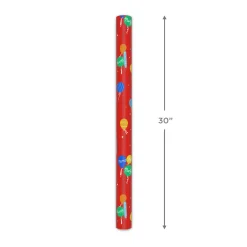 Balloon Bouquets on Red Birthday Wrapping Paper Roll, 20 sq. ft.