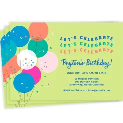 Balloons Let's Celebrate Party Invitation