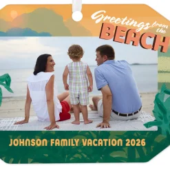 Beach Vacation Metal Personalized Ornament, Custom Photo and Text