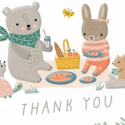 Bear and Bunny Picnic Blank Baby Thank You Notes, Pack of 10