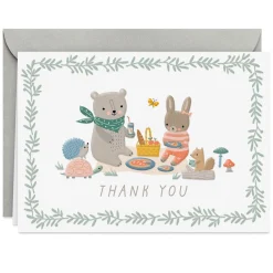 Bear and Bunny Picnic Blank Baby Thank You Notes, Pack of 10