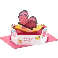 Beautiful Day Butterfly and Flowers 3D Pop-Up Card