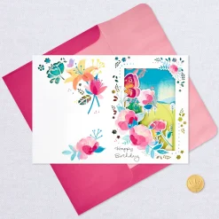 Beautiful Year Butterfly on Flowers 3D Pop-Up Birthday Card