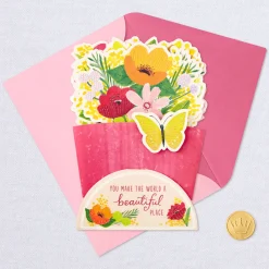 Beautiful You Flower Bouquet 3D Pop-Up Card