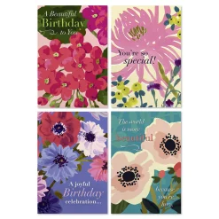 Beautiful Flowers Assorted Religious Birthday Cards, Box of 12
