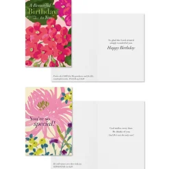 Beautiful Flowers Assorted Religious Birthday Cards, Box of 12