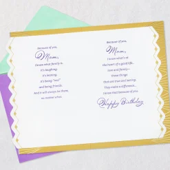 Because of You Birthday Card for Mom