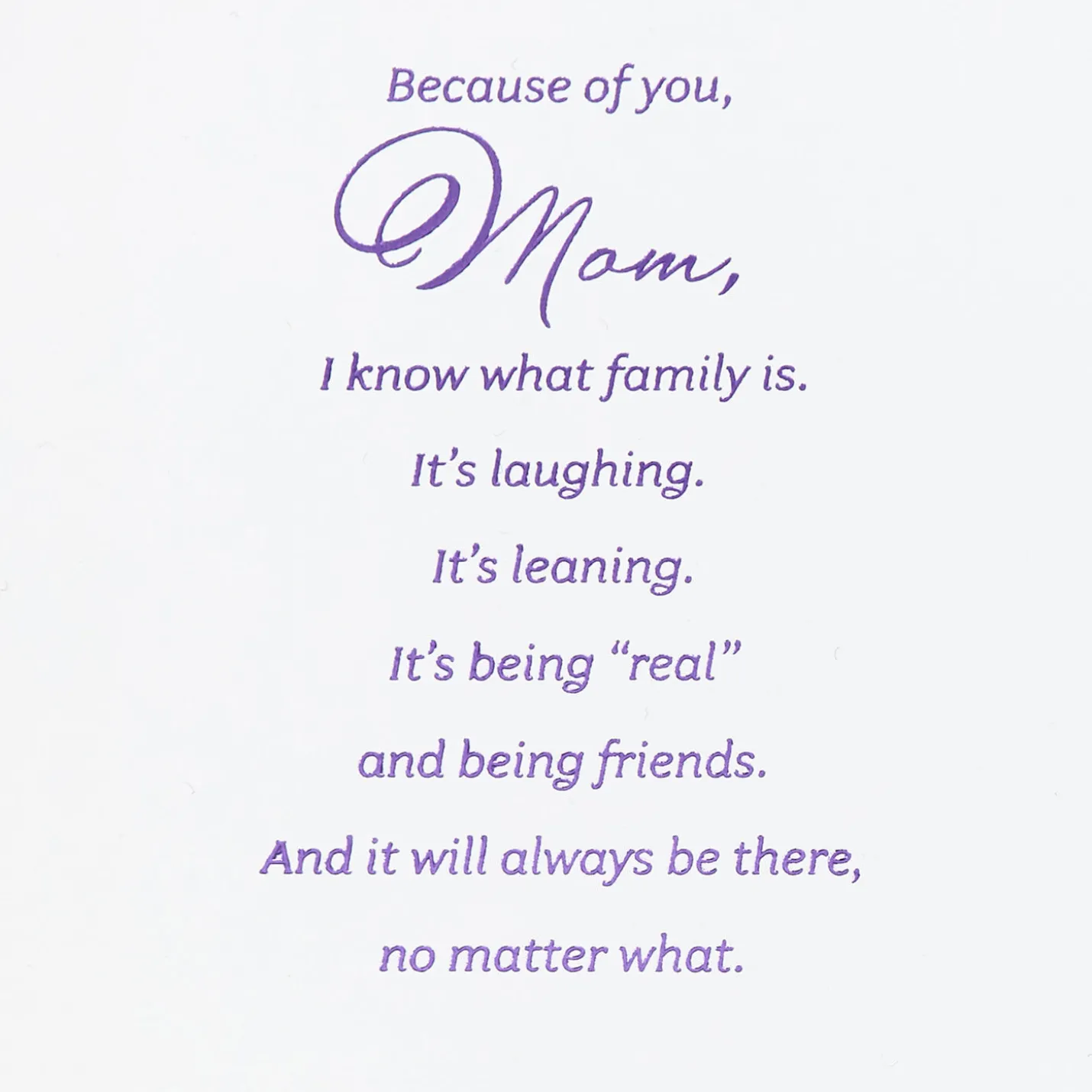 Because of You Birthday Card for Mom