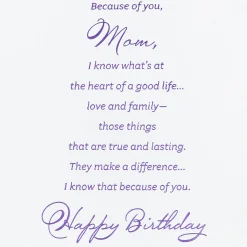 Because of You Birthday Card for Mom