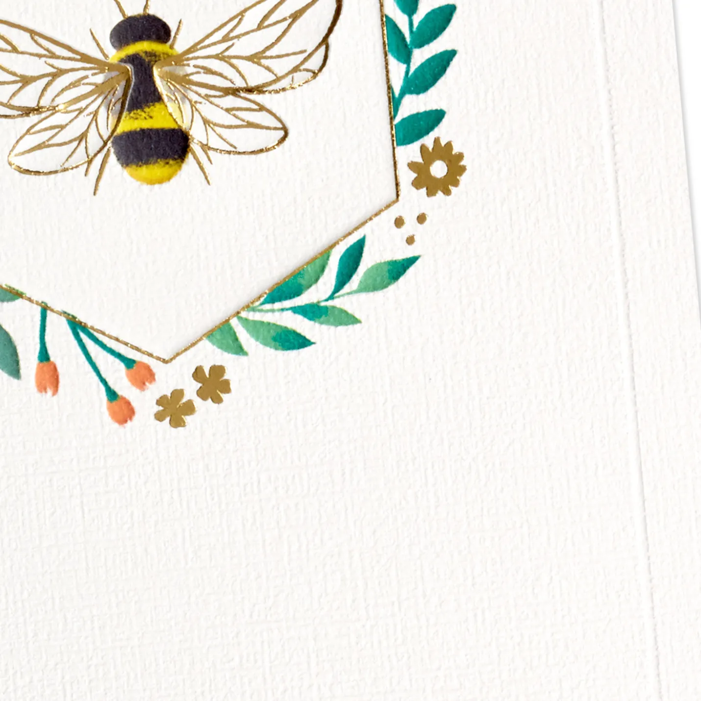 Bee in Hexagon of Flowers Blank Card