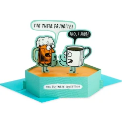 Beer vs. Coffee Funny 3D Pop-Up Birthday Card