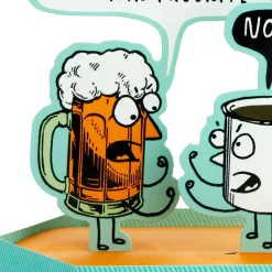 Beer vs. Coffee Funny 3D Pop-Up Birthday Card