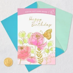 Best Year Yet Butterflies and Flowers Gift Card Greeting Birthday Card
