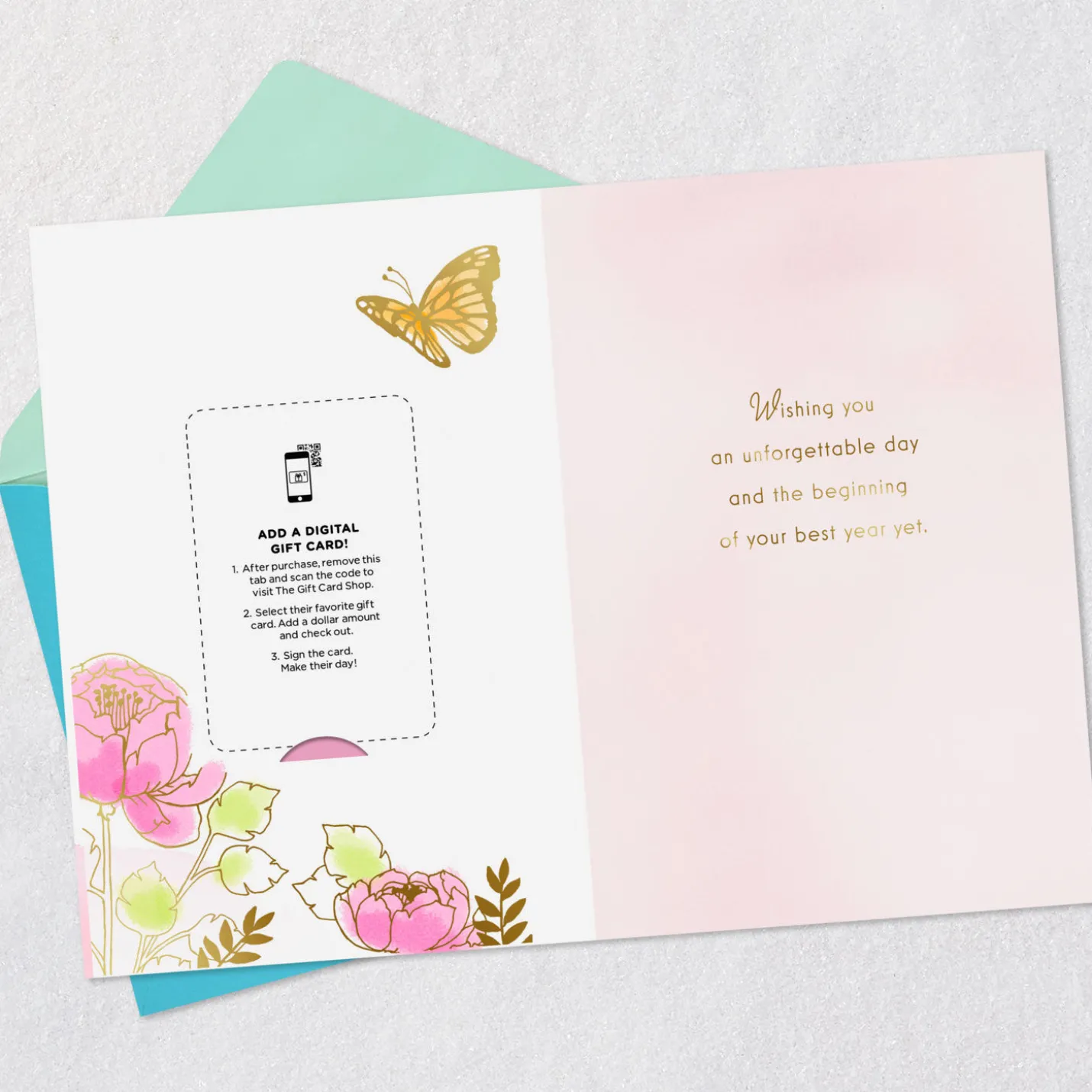 Best Year Yet Butterflies and Flowers Gift Card Greeting Birthday Card