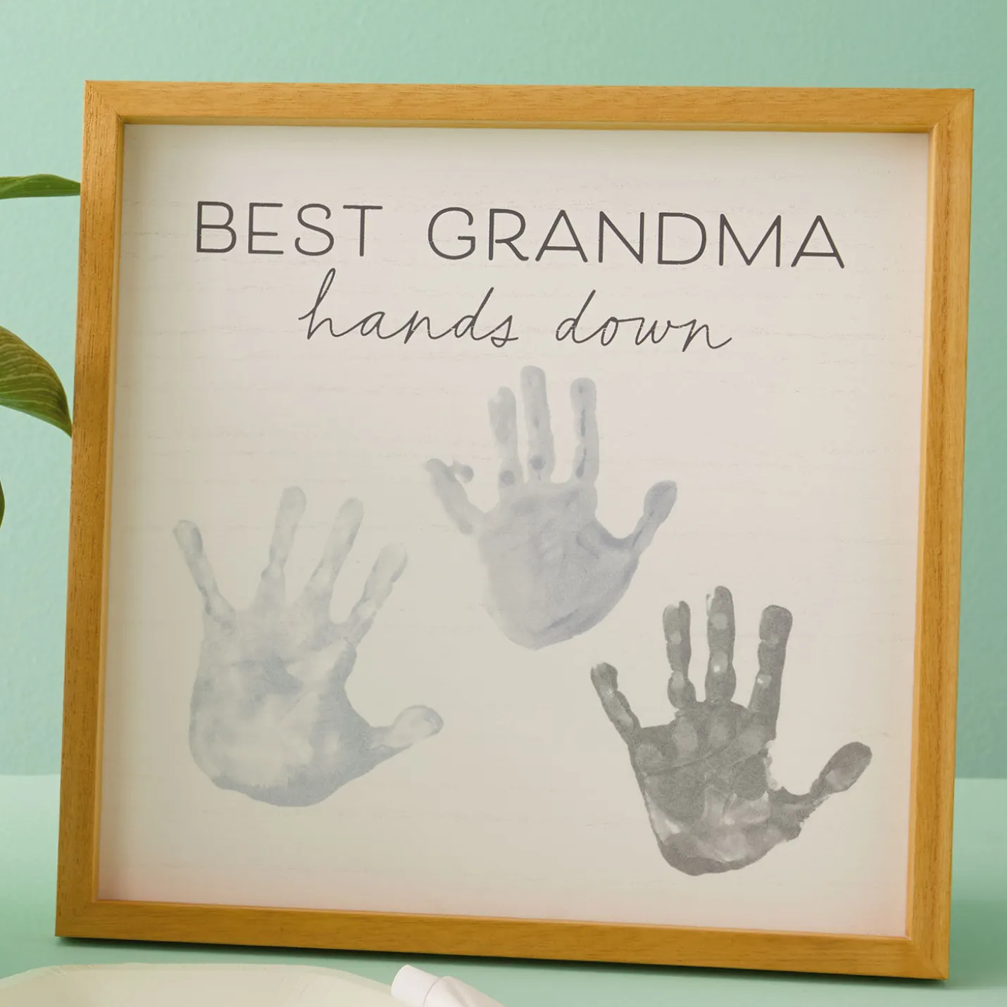 Best Grandma Hands Down Wood Sign Handprint Kit