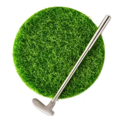 Best Grandpa Ever Lowball Glass With Golf Club Stirrer and Turf Coaster, 8.5 oz.