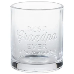 Best Grandpa Ever Lowball Glass With Golf Club Stirrer and Turf Coaster, 8.5 oz.