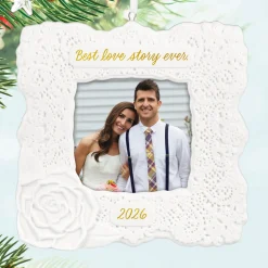 Best Love Story Ever 2026 Porcelain Personalized Ornament, Custom Photo