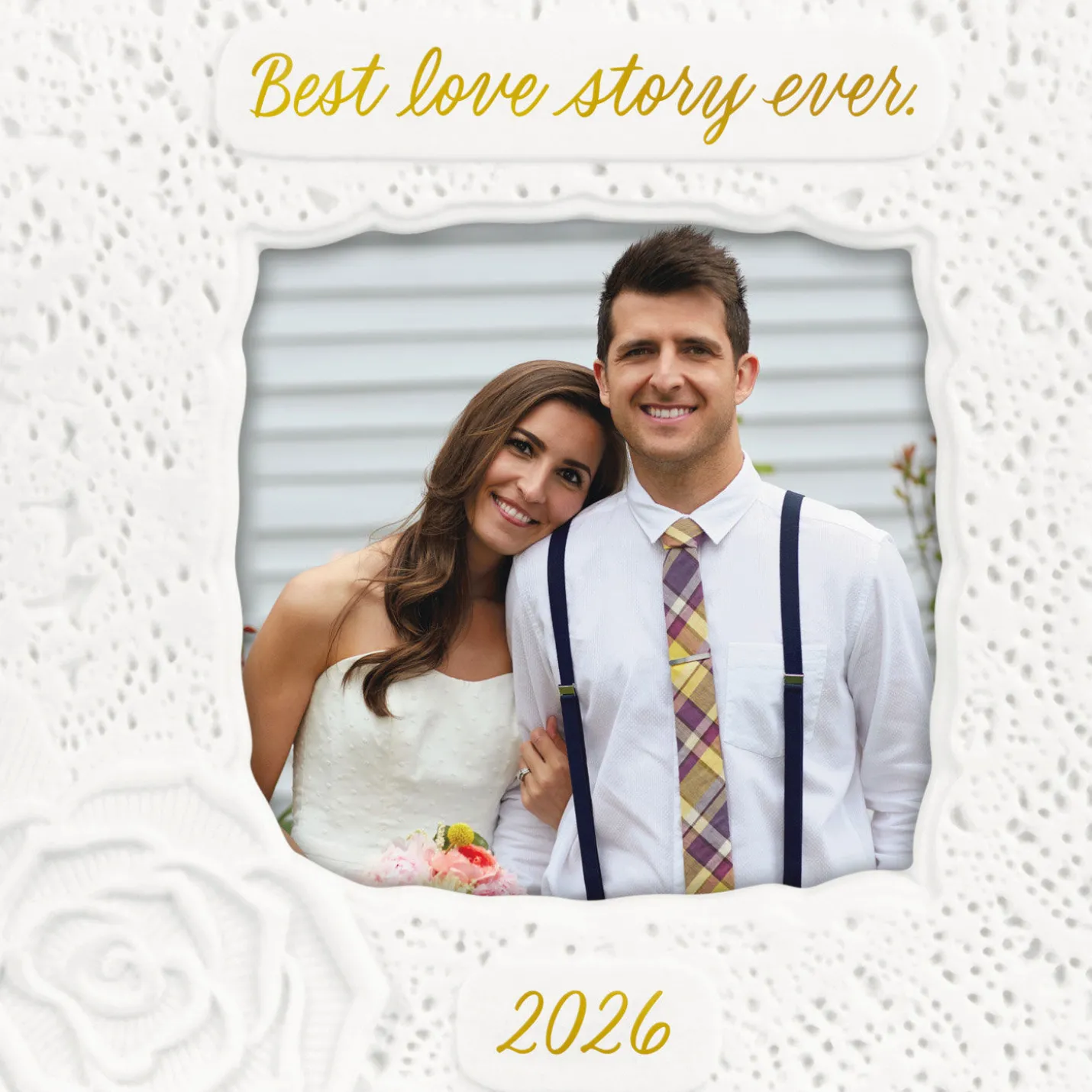 Best Love Story Ever 2026 Porcelain Personalized Ornament, Custom Photo