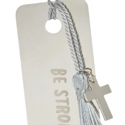 Be Strong and Courageous Metal Bookmark With Cross Charm