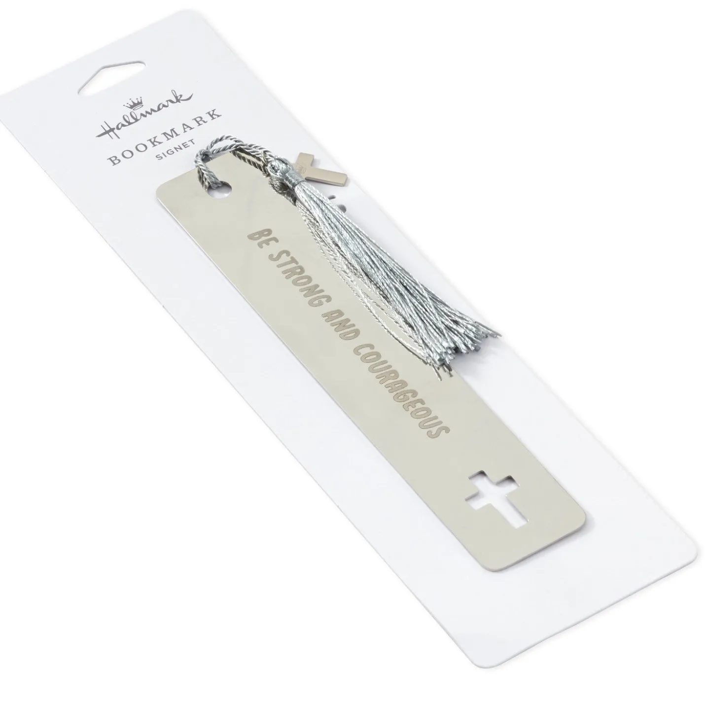 Be Strong and Courageous Metal Bookmark With Cross Charm