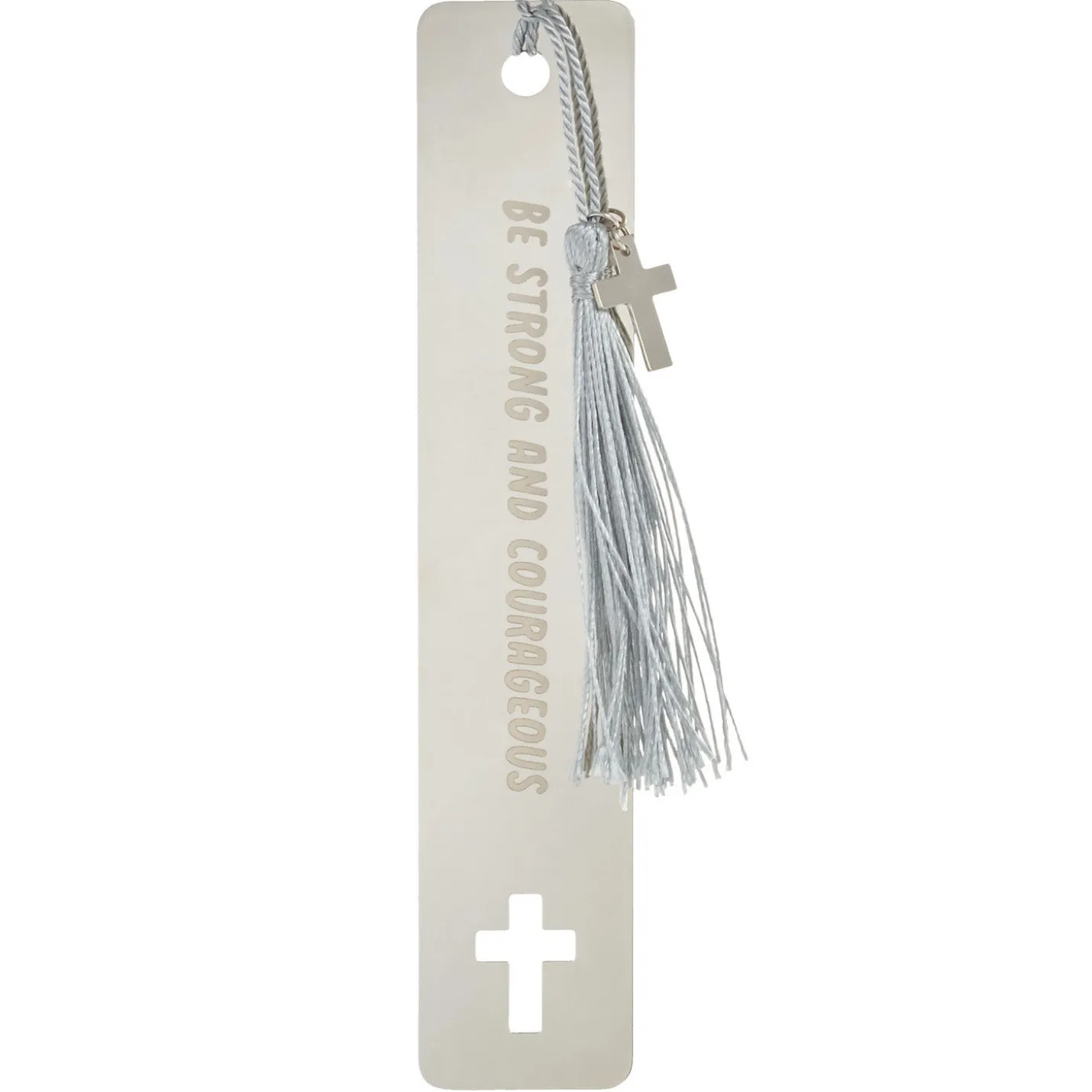 Be Strong and Courageous Metal Bookmark With Cross Charm